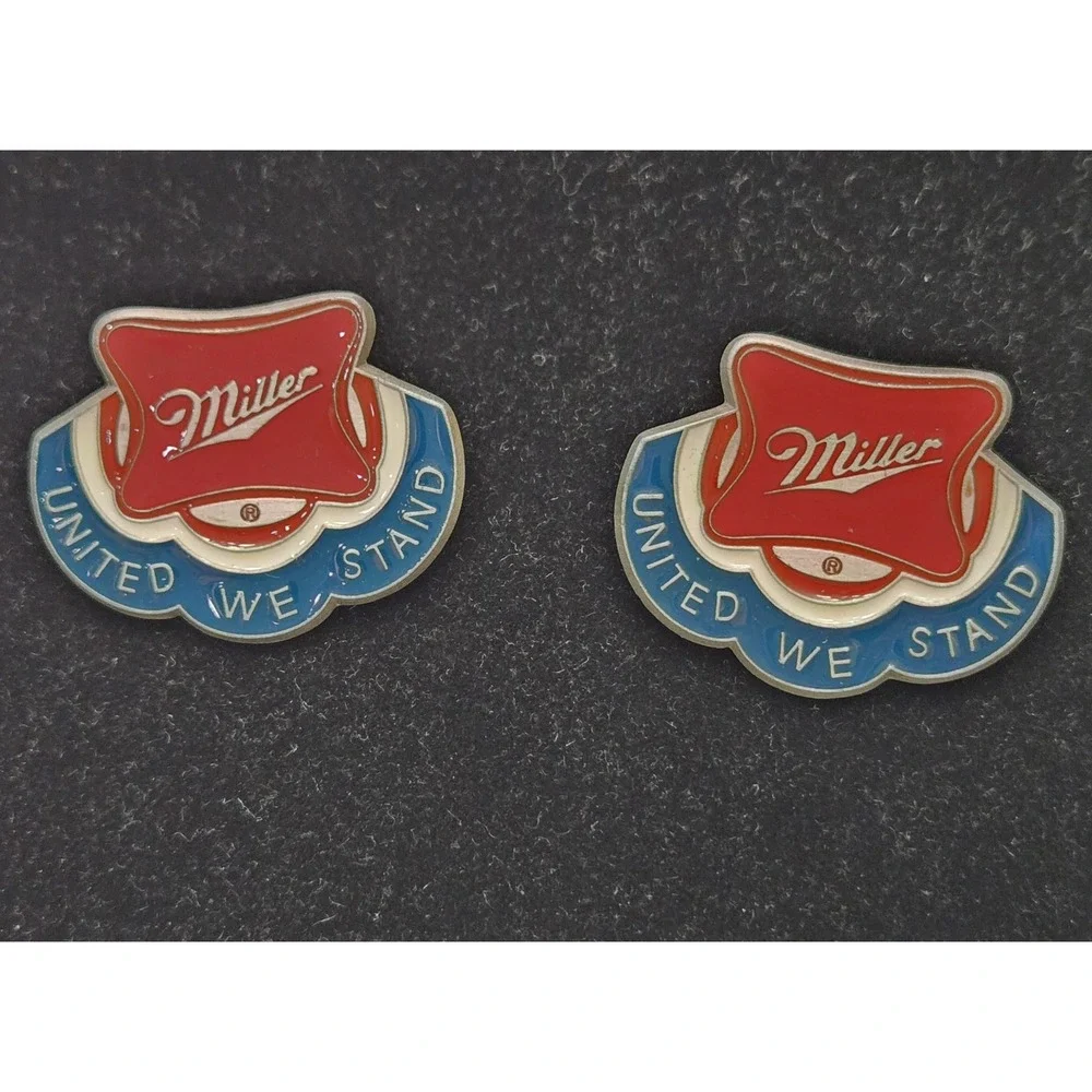 Vtg Miller Brewing Co. United We Stand Enamel Pins Hat Pins Lot (2) Breweriana